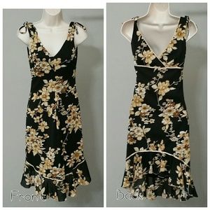 Black and Brown Knee Length Dress
